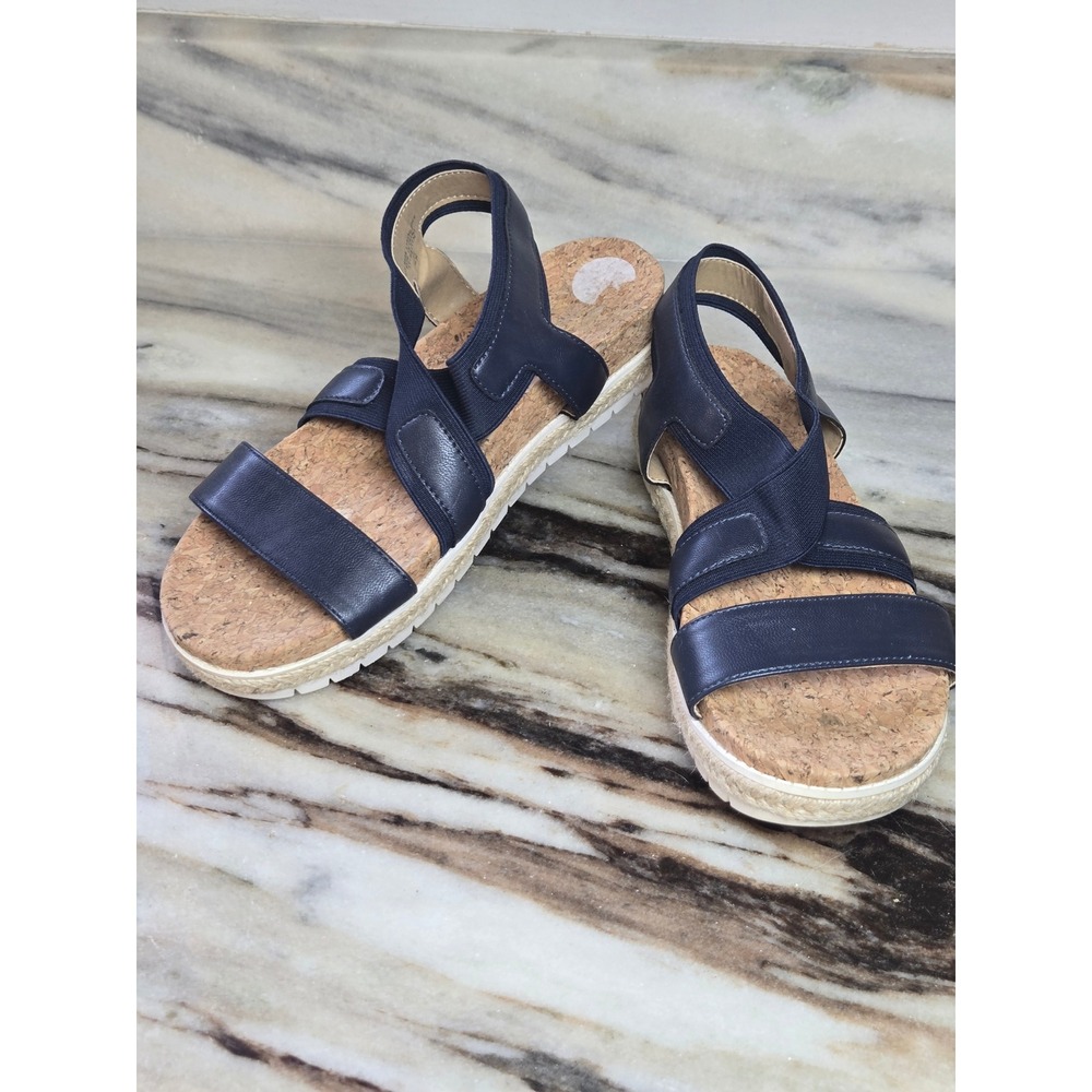 Adrienne Vittadini Sport AV-PRITIN Navy Blue Cork Espadrille Sandals Womens 6M